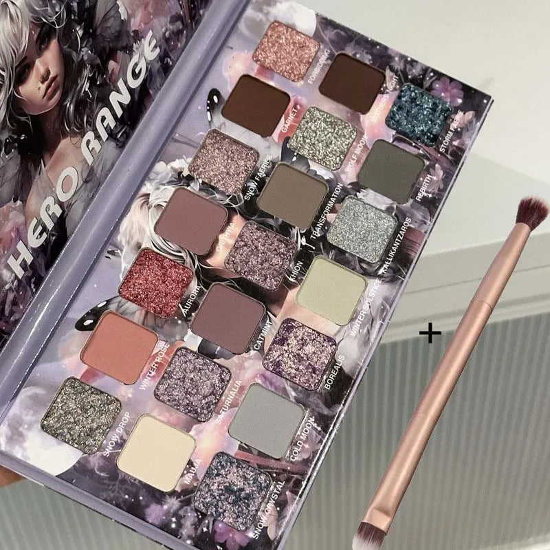 Paleta de sombra de ojos camaleón de 21 colores, luna fría, pigmentos brillantes mate multifuncionales, maquillaje de larga duración