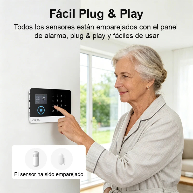 PGST alarma antirrobo inteligente WiFi 4G Works with Tuya Smart Life sistema seguridad inalámbrico hogar apartamento control remoto app sensores puerta ventana instalación rápida sin tarifas adicionales