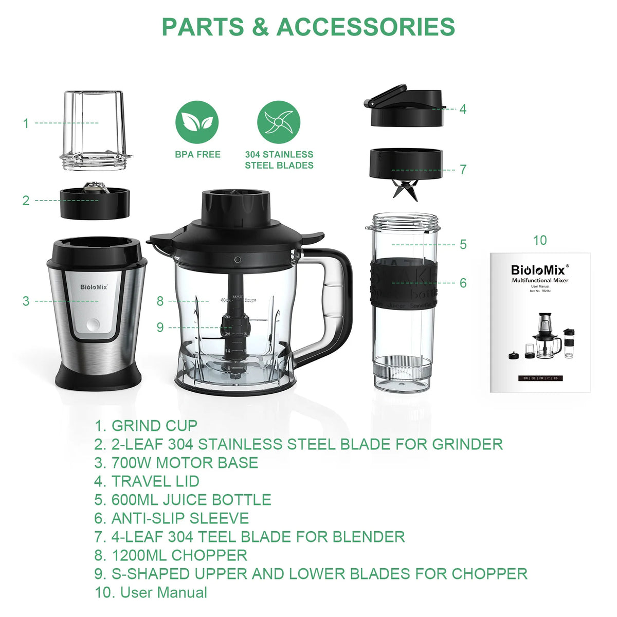 Mezclador eléctrico multifuncional para el hogar, exprimidor, palo de cocina, máquina de suplemento alimenticio, picadora de carne