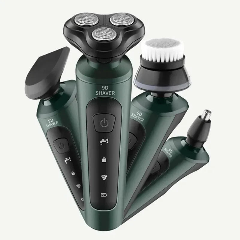 Afeitadoras eléctricas para hombres, maquinilla de afeitar eléctrica resistente al agua, uso en seco y húmedo, máquina de afeitar rotativa con batería recargable