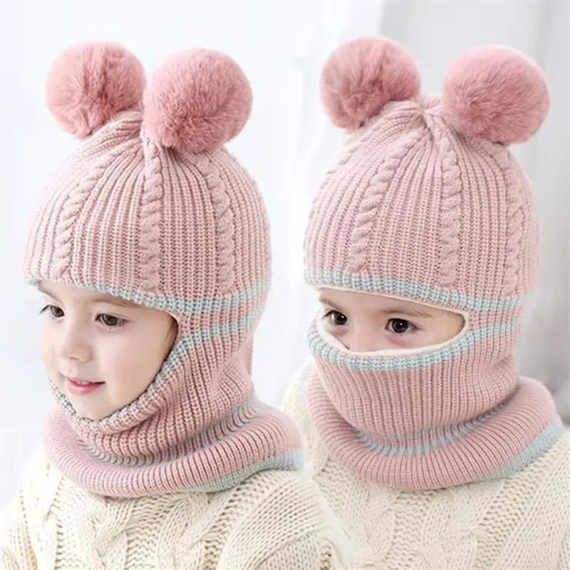 Gorro tejido con orejas de oso para bebés y niños, gorros cálidos bonitos, gorros para niñas y niños, Jersey de punto, gorros
