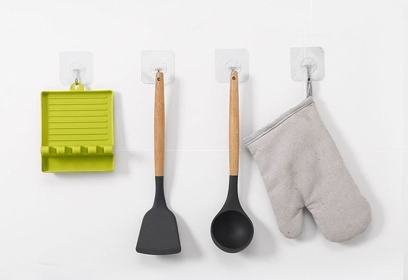 Soportes para cucharas de cocina, tenedor, espátula, estante, organizador, soporte para palillos de plástico, almohadilla antideslizante para cucharas