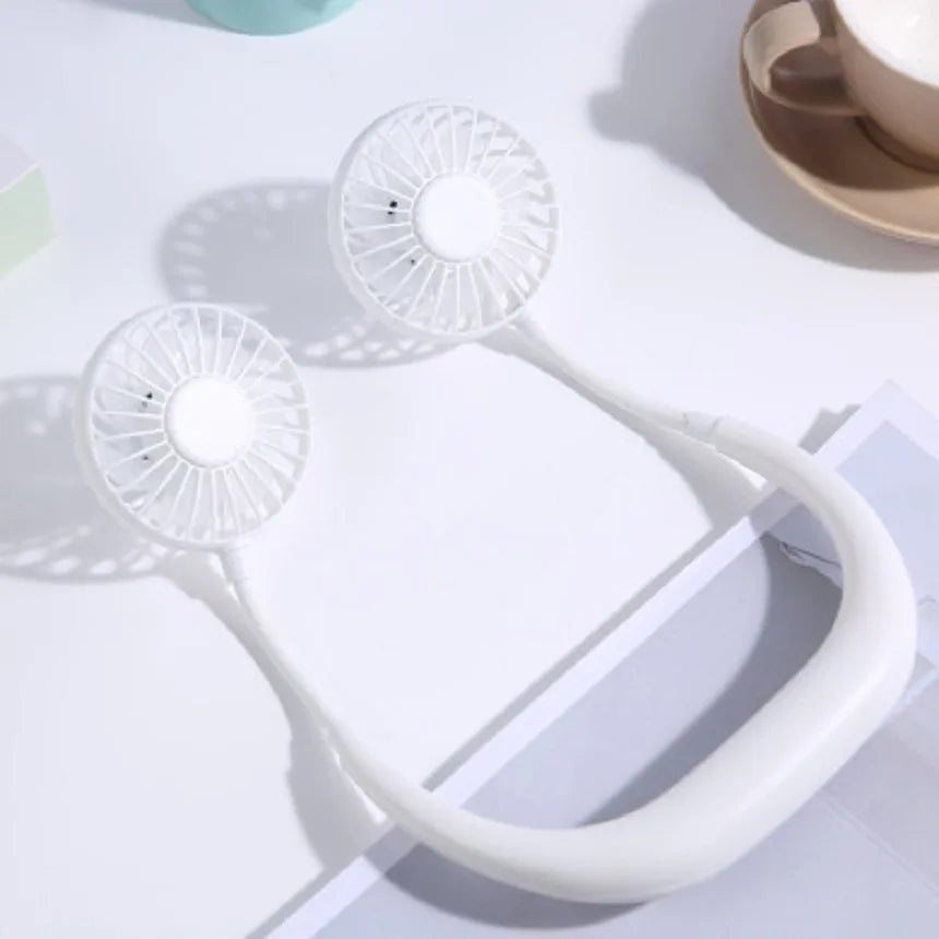 Ventilador portátil con USB para el hogar y la Oficina, miniventilador de cuello con manos libres, colgante, recargable, con 3 velocidades, ajustable