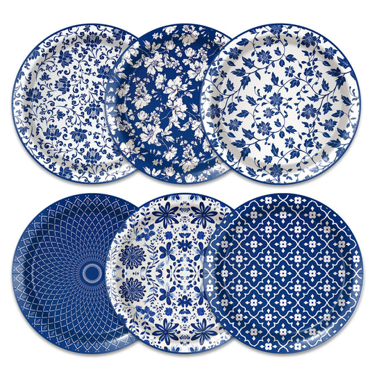 Platos de papel de porcelana azul y blanca, servilletas, vajilla para decoración de cumpleaños, decoración de bodas, decoración de mesa, suministros para fiestas