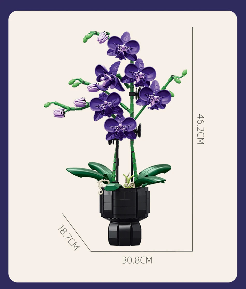 Orquídea creativa Cymbidium flores eternas planta en maceta bloques de construcción simulación Phalaenopsis DIY ladrillos juguetes regalo de San Valentín
