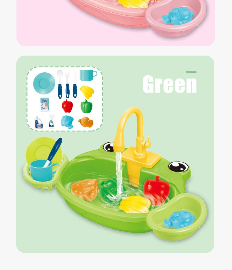 Fregadero de cocina para niños, juguetes de simulación, lavavajillas eléctrico, Mini cocina, comida, juego de casa de juego de imitación, juego de rol para niños, juguetes para niñas