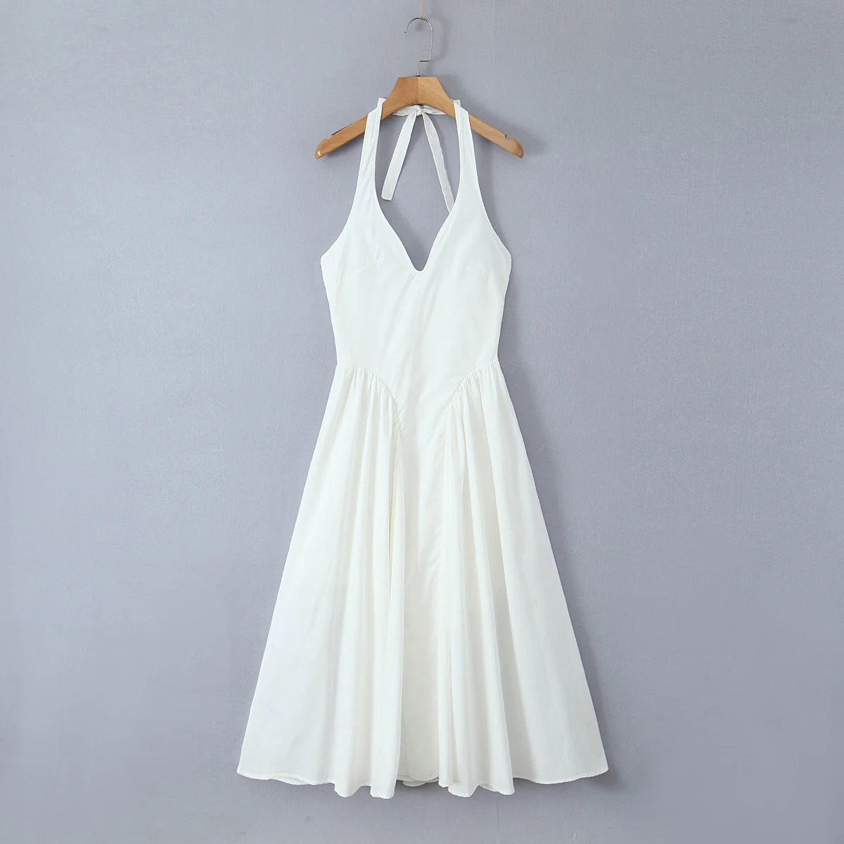 YENKYE-vestido Sexy con espalda descubierta para mujer, vestido verde elegante con cuello Halter, cintura baja, corte en A, Midi, vestidos de fiesta de noche de verano, bata de algodón