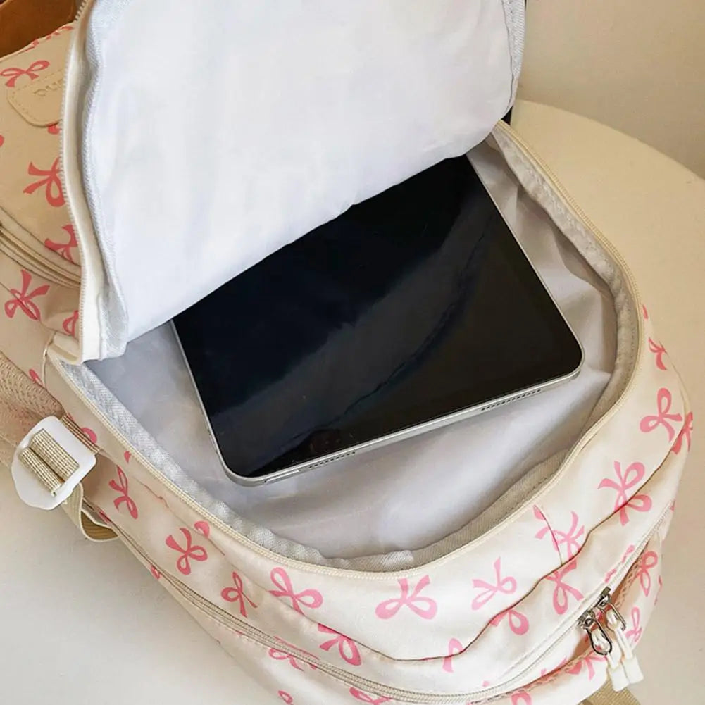 Conjunto de mochila de 3 uds., mochila con lazo de gran capacidad, bolso escolar de nailon con estampado de lazo, mochila para estudiantes con correa ajustable