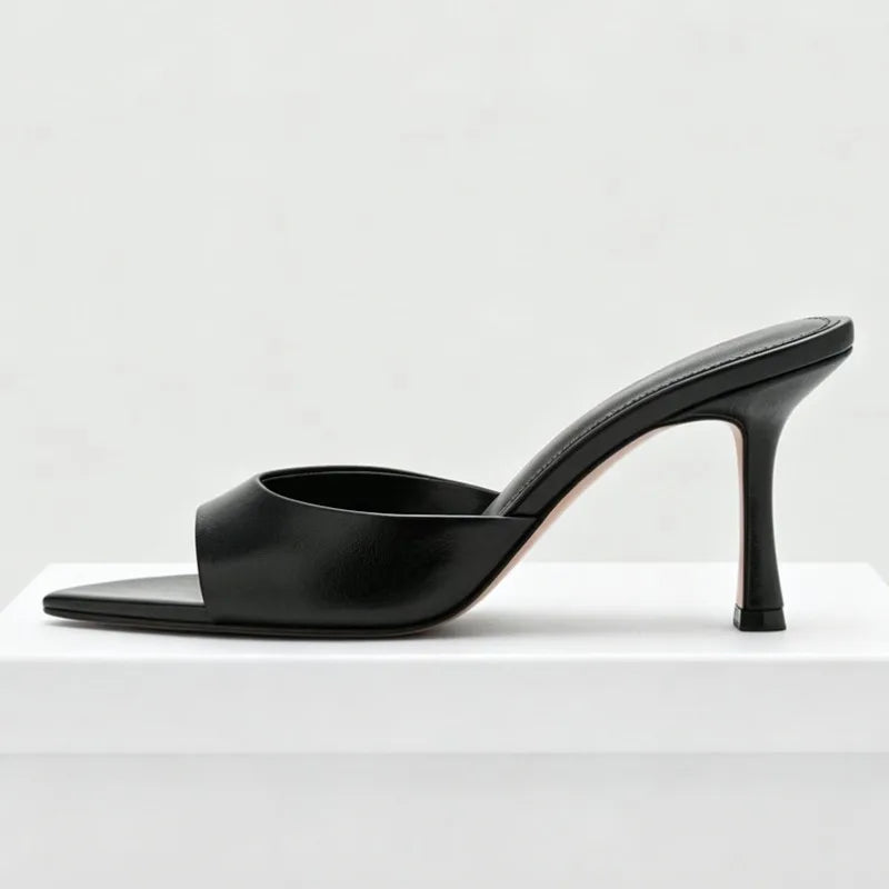 Sandalias sexis de tacón alto de marca para mujer, zapatillas con punta abierta, zapatos de fiesta para banquete de diseñador maduro conciso para mujer