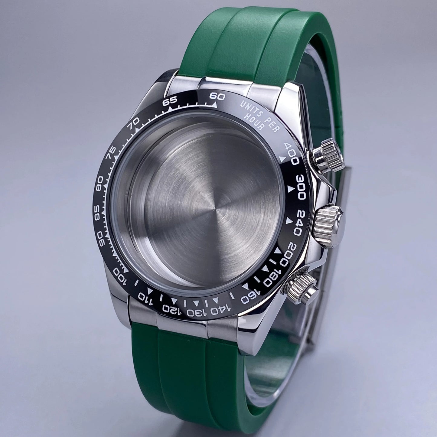 Caja VK63 Negra de 39 mm, Acero Inoxidable, Cristal de Zafiro Plano, Resistente al Agua, Compatible con Esferas de 29 mm-30 mm, Piezas de Caja para Reloj con Movimiento VK63
