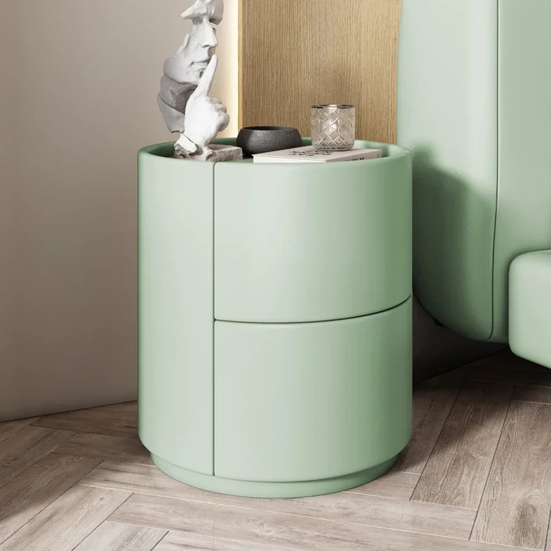 Gabinete lateral para sofá de sala de estar, mesita de noche redonda creativa de madera maciza, nuevo gabinete de almacenamiento para dormitorio pequeño y moderno y sencillo