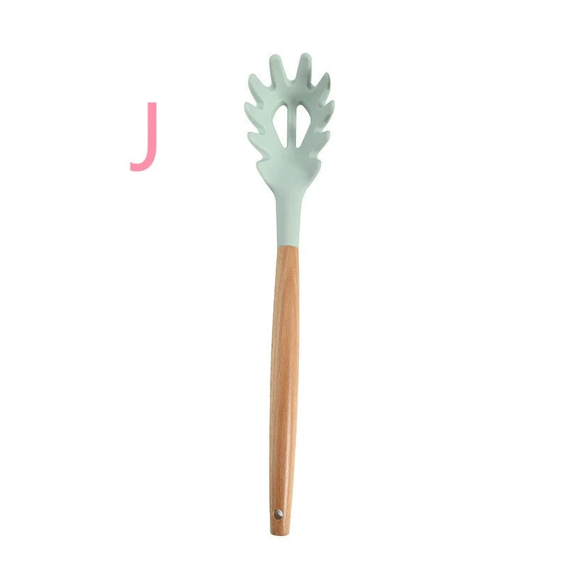 Nuevo Juego de Utensilios de Cocina de Silicona con Mango de Madera 2026, 12 Piezas, Espátula y Cuchara Antiadherentes, Accesorios para Cocinar en el Hogar