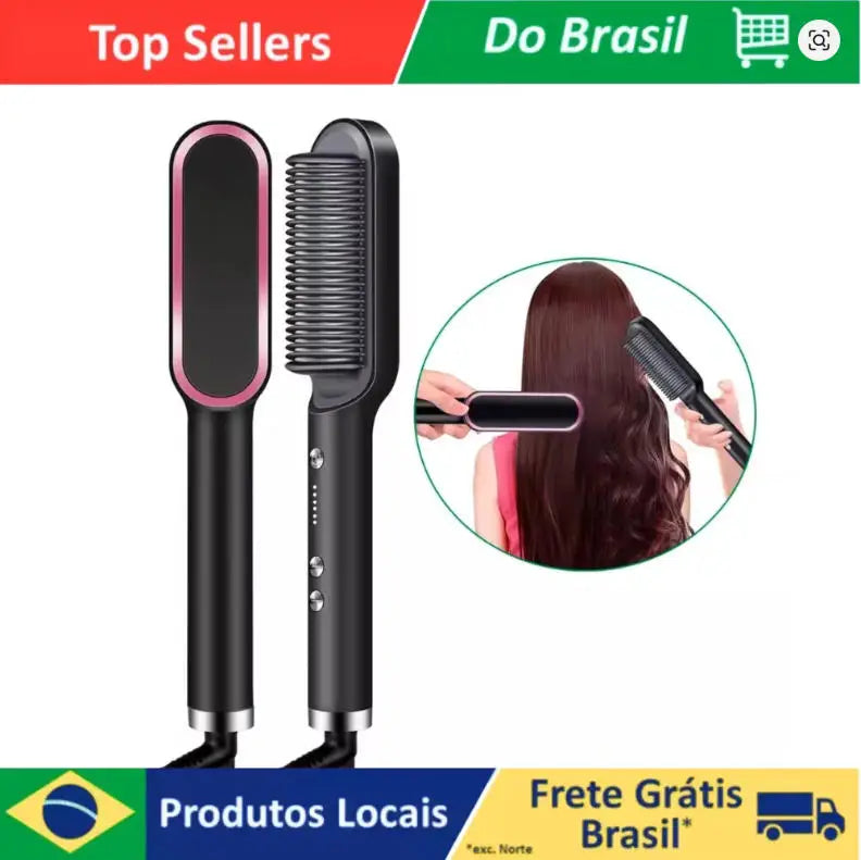 Plancha de Pelo Profesional de Calentamiento Rápido, Peine Eléctrico Caliente para Rizar el Cabello, Cepillo Multifuncional para Peinado y Cuidado Personal