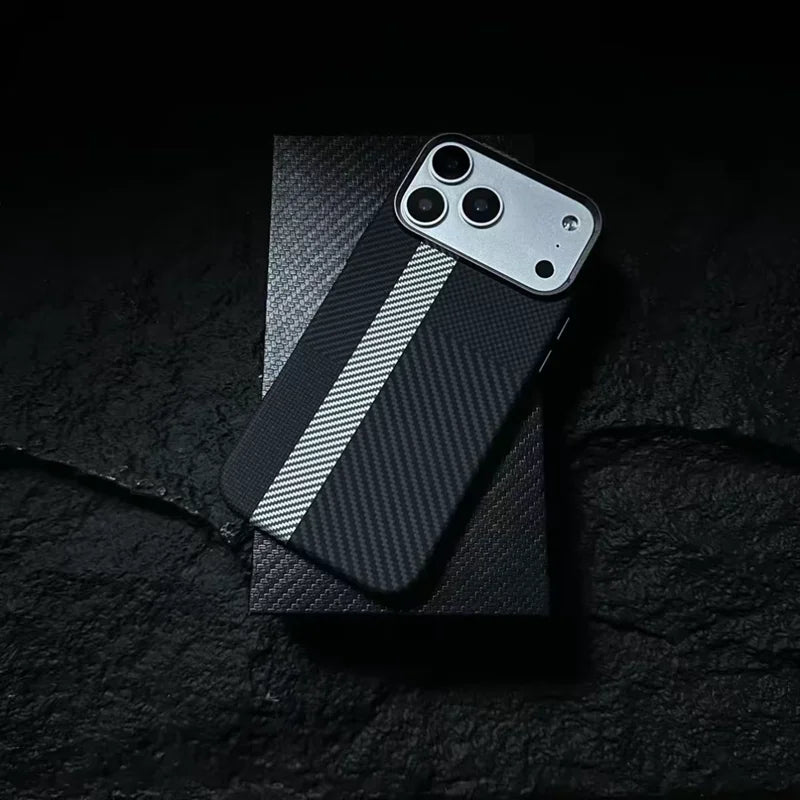 Funda Magnética con Textura de Fibra de Carbono para iPhone 17, 17 Pro Max, 16 Pro, 15, 14, 13, Ultrafina, con Lente de Aleación, Carga Inalámbrica, Carcasa Rígida