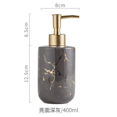 Juego de accesorios de baño de cerámica de mármol negro, dispensador de jabón/soporte para cepillos de dientes, bandeja, suministros para el hogar