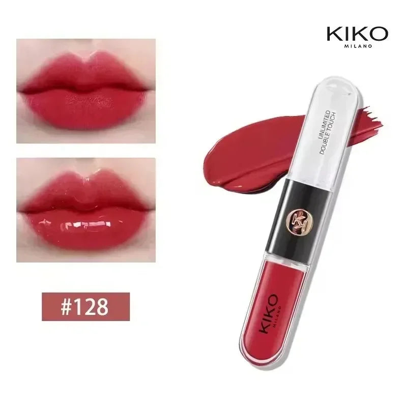 Kiko Labial de Doble Punta Transparente Efecto Espejo, No se Desvanece, No se Transfiere, Brillo Labial Tono Té con Leche, Pasta de Frijol, Maquillaje Labial Natural