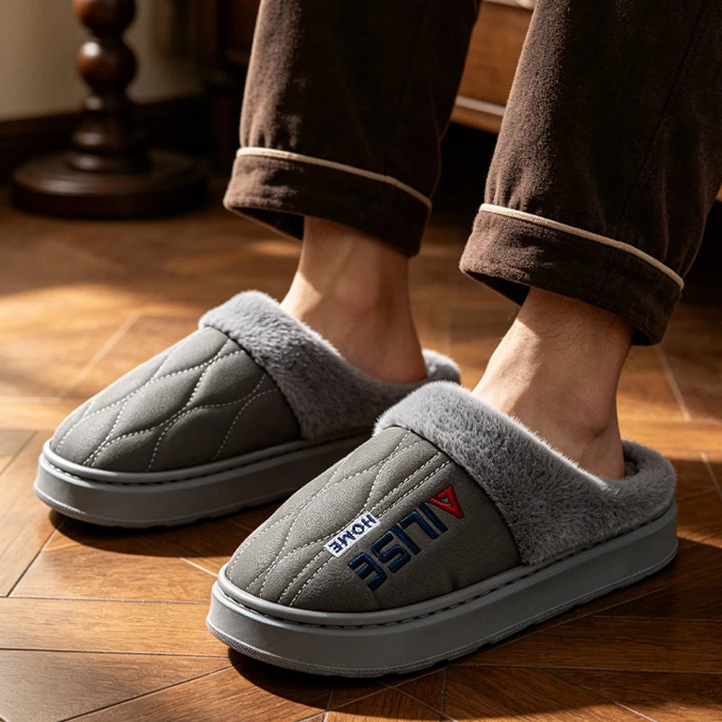 Pantuflas Cálidas para Hombre, Impermeables, con Suela Gruesa y Suave, Pantuflas Antideslizantes para el Hogar, Cálidas para Invierno, Zapatos Planos para Parejas, Tallas Grandes 50 51