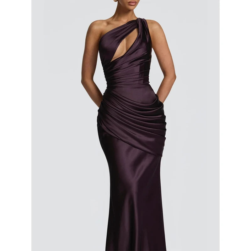 Vestido Maxi Plisado Sólido Sexy con Cuello Halter para Mujer, sin Mangas, sin Espalda, con Cintura Ajustada y Abertura, Vestidos de Fiesta de Verano 2026