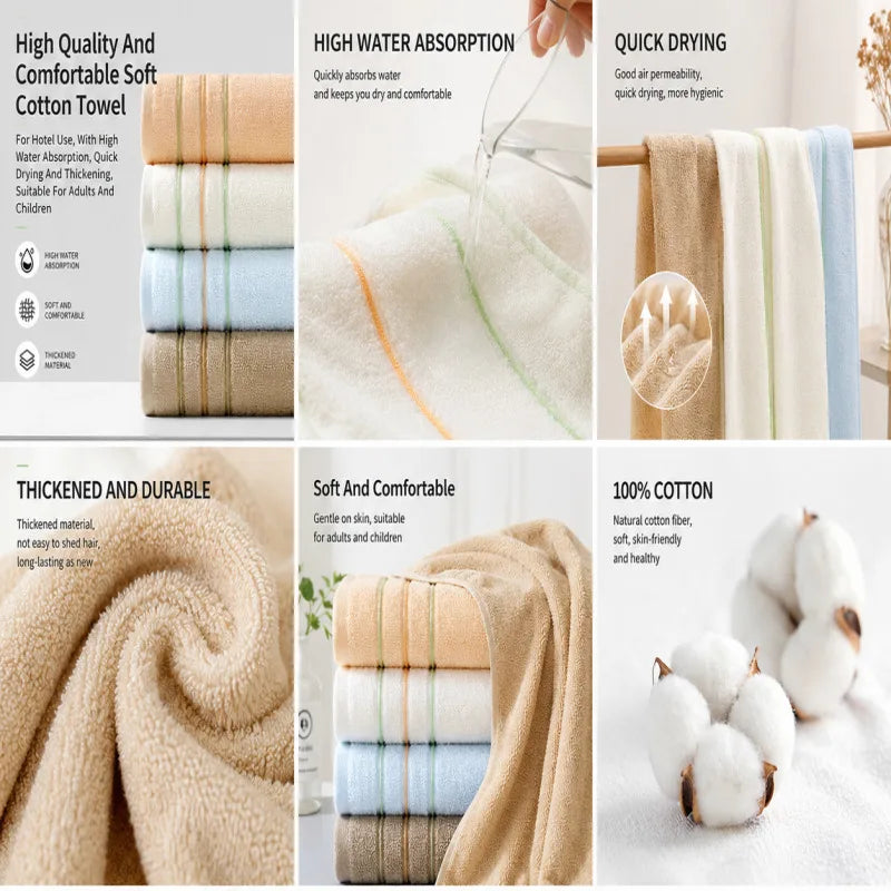 Toalla de Algodón para Baño, Toalla de Mano Suave de Secado Rápido, Toalla Facial Gruesa para Baño, Gimnasio, Spa, Adultos, Hotel, Viajes, Estudiantes