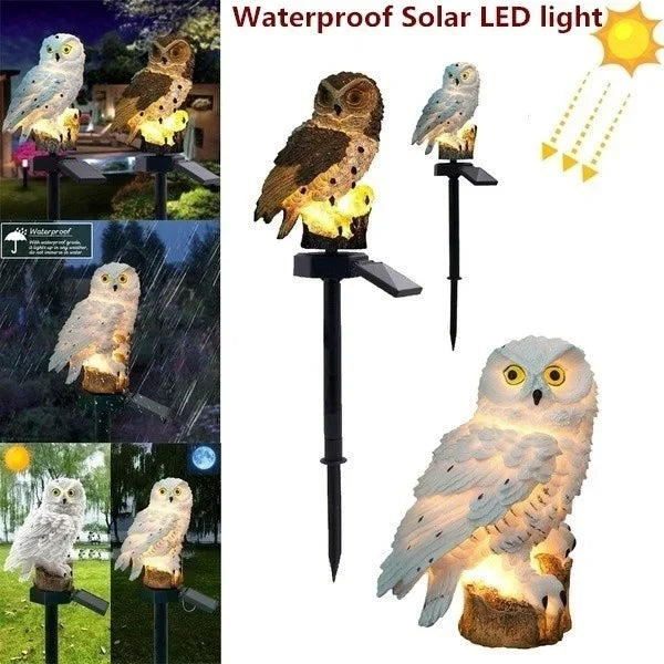 Nuevo 1 Uds. Luces de búho decorativas para exteriores, lámpara de pie para césped con energía Solar, iluminación de paisaje impermeable, camino, linterna LED de animales