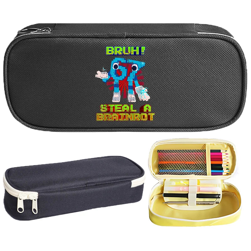 Estuches para lápices Ruba A Brainrot, dibujos animados 67 Six Seven, bolsas para bolígrafos de gran capacidad, bolsa para lápices para niños y niñas, suministros de papelería escolar, regalo
