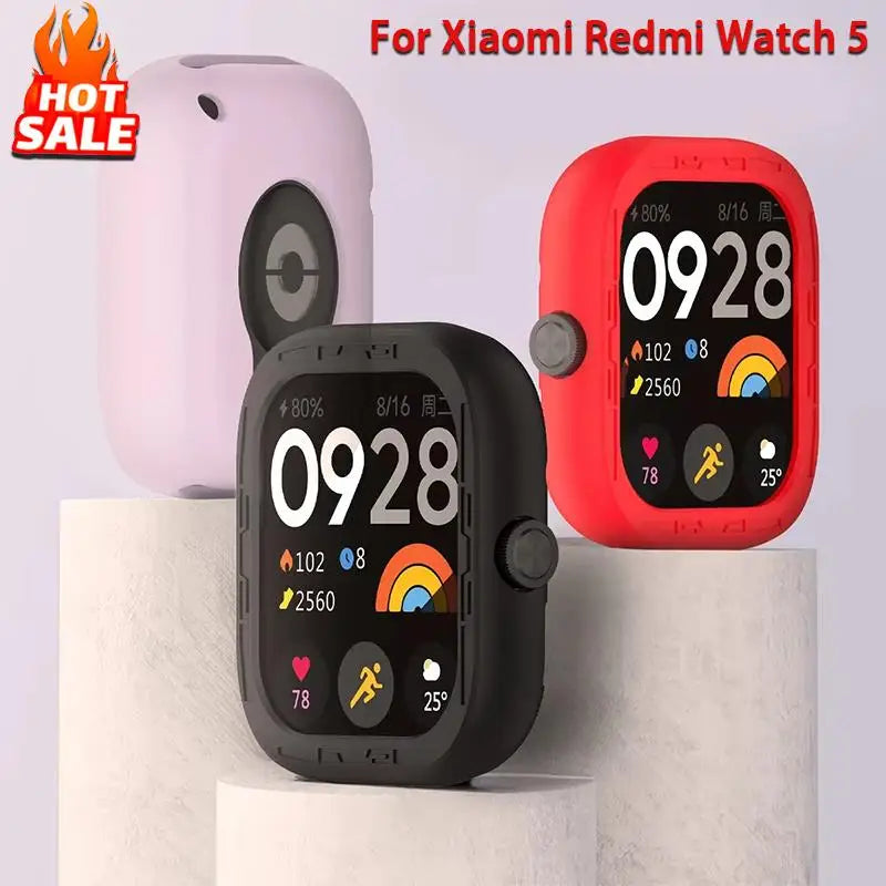 Funda de silicona para Xiaomi Redmi Watch 5, accesorios a prueba de golpes, carcasa de marco de parachoques deportivo de goma suave para Redmi Watch 5, fundas