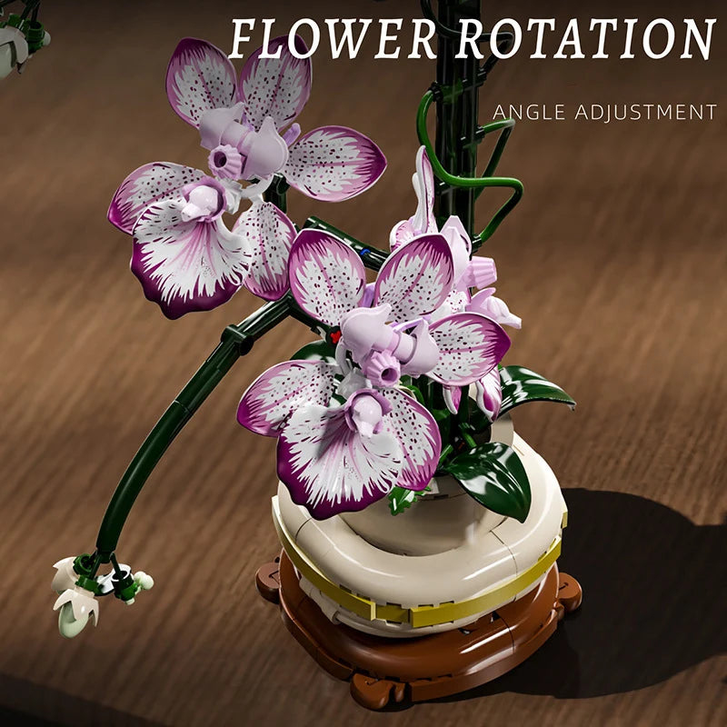 Orquídea creativa Cymbidium flores eternas planta en maceta bloques de construcción simulación Phalaenopsis DIY ladrillos juguetes regalo de San Valentín