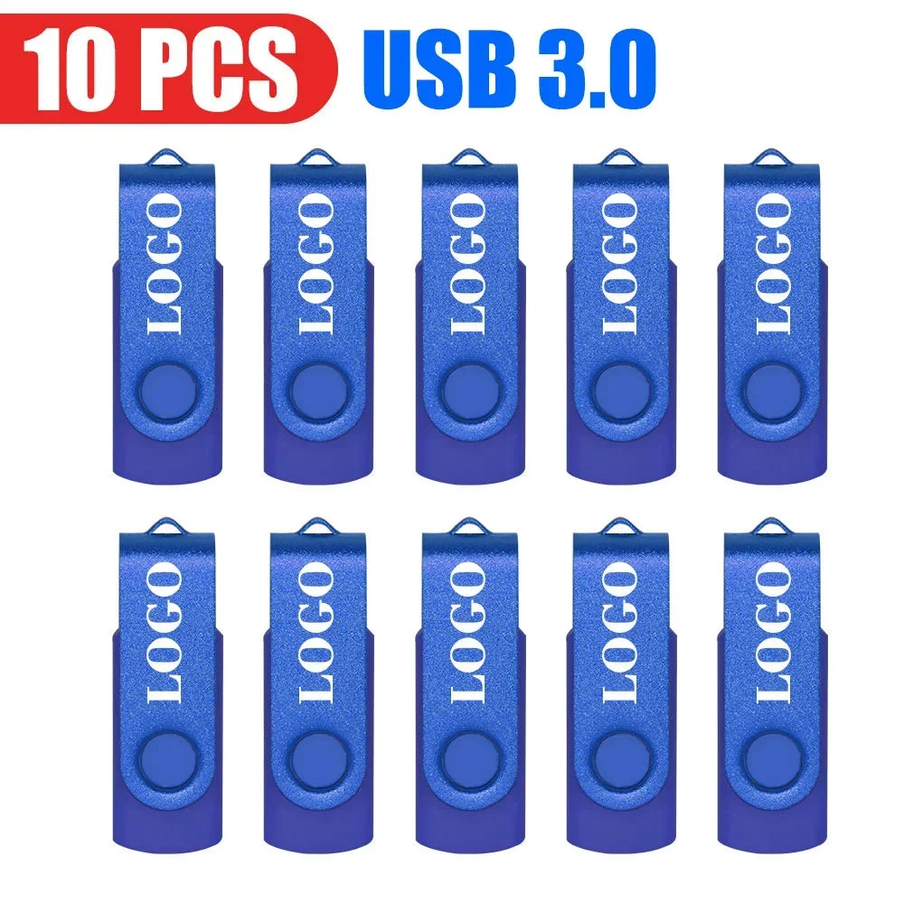 10/20/50 unids/lote unidad Flash USB 3,0 nueva unidad de bolígrafo giratoria 8GB16GB32GB64GB logotipo personalizado gratis memoria Stick regalo de negocios creativo
