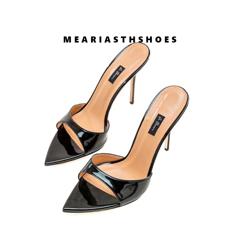 Sandalias de Tacón Alto para Mujer, Diseño Sexy con Punta en Pico, Sandalias de Tacón Alto y Fino, Mules con Punta Abierta
