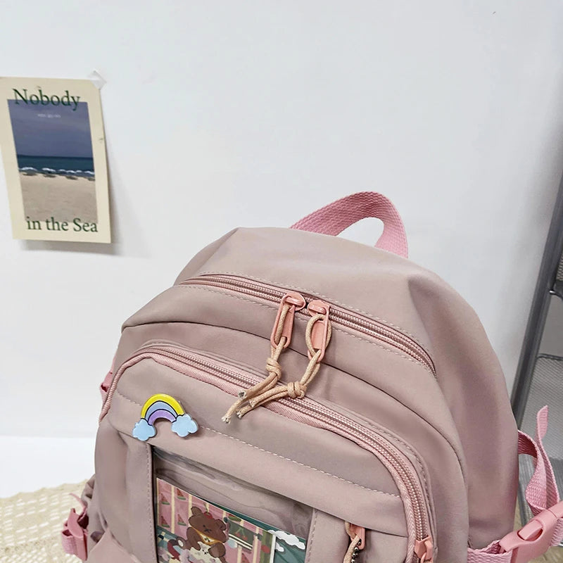 Mochilas bonitas para mujer, mochila escolar de nailon con múltiples bolsillos impermeable para estudiantes y niñas, mochila Kawaii para ordenador portátil, Mochilas