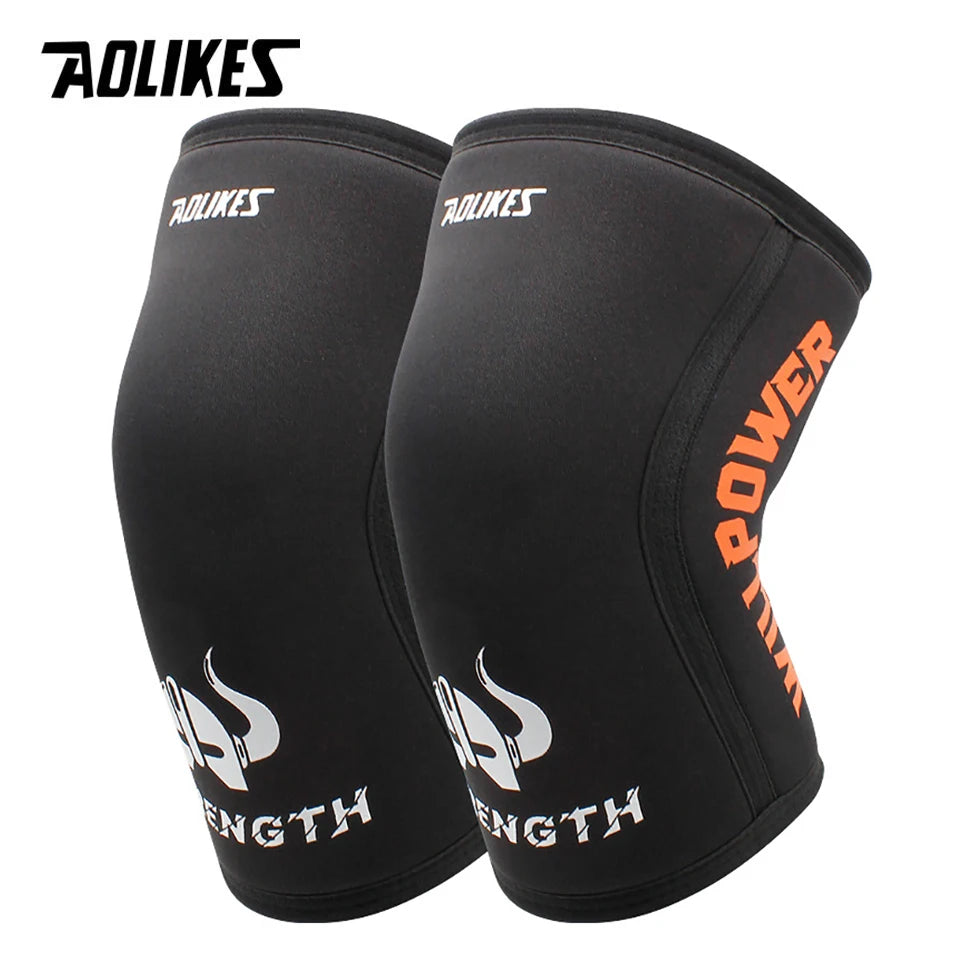 AOLIKES 1 par de rodilleras deportivas de neopreno de 7mm, rodilleras de compresión para levantamiento de pesas, rodilleras de entrenamiento para Crossfit presurizadas, soporte para mujeres y hombres