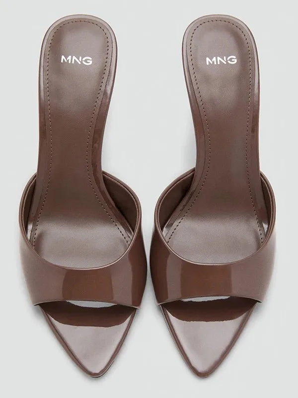 Sandalias de Tacón Alto para Mujer, Primavera-Verano 2026, Nuevas Sandalias Elegantes de Cuero Pintado, Sandalias de Tacón Alto para Uso en Exteriores