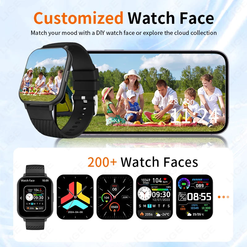 LIGE, nuevos relojes inteligentes con llamadas Bluetooth, reloj de pulsera para mujer, relojes deportivos para Fitness, reloj inteligente resistente al agua IP67 para iPhone, Android, iOS