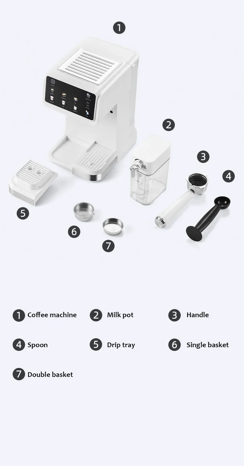 Cafetera Espresso con bomba italiana de 220V, cafetera automática para espumar espuma de leche para uso doméstico