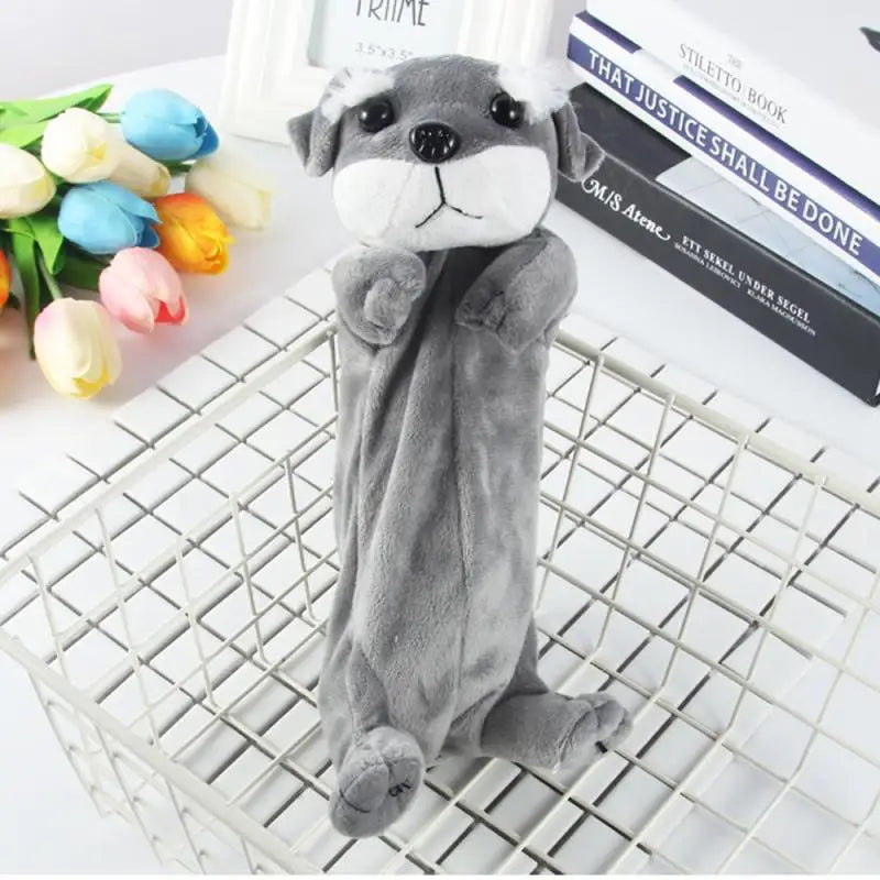 Estuche para lápices de papelería, bolsa para lápices con forma de perro de peluche de dibujos animados, bolsa para bolígrafos de animales, suministros escolares para niños, bolsa para lápices creativa