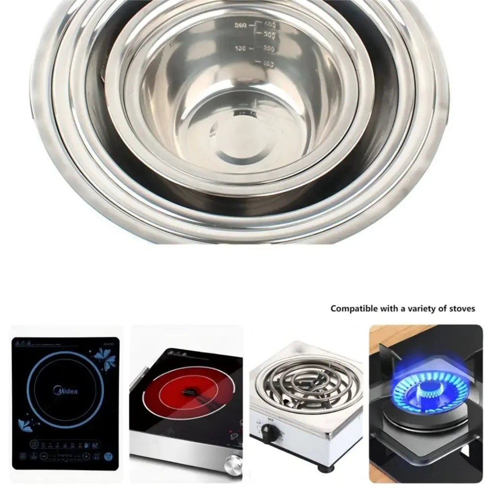 Cuencos de mezcla de acero inoxidable, cuencos de almacenamiento de anidación de cocina portátiles para el hogar, accesorios de Camping al aire libre