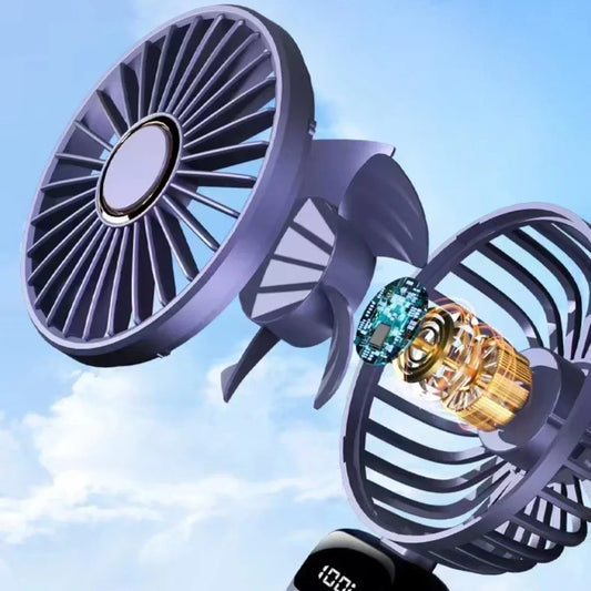 Tragbarer, persönlicher Handventilator mit LED-Digitalanzeige, 90° einstellbar, wiederaufladbar, mit 5-Gang-Aromatherapie-Miniventilator