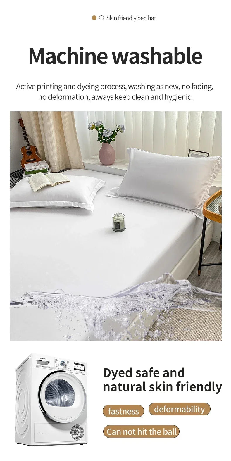 Sábana bajera cepillada de color sólido de primera calidad, tejido de satén ultrasuave para noches acogedoras: ropa de cama hipoalergénica y de fácil cuidado