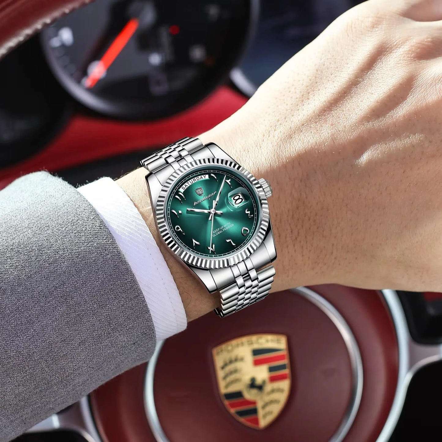 Reloj de Pulsera para Hombre de la Marca POEDAGAR, a la Moda, Resistente al Agua, con Fecha y Día de la Semana, Reloj de Negocios para Hombre, de Acero Inoxidable, de Alta Calidad, de Cuarzo