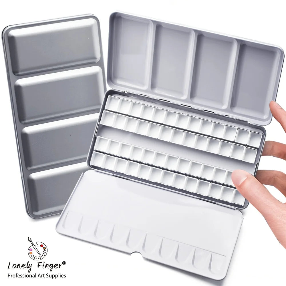 Caja de paleta de estaño de acuarela de Metal vacía con 14/26/52 Uds. Medias sartenes de acuarela vacías desmontables para paleta de acuarelas de viaje DIY