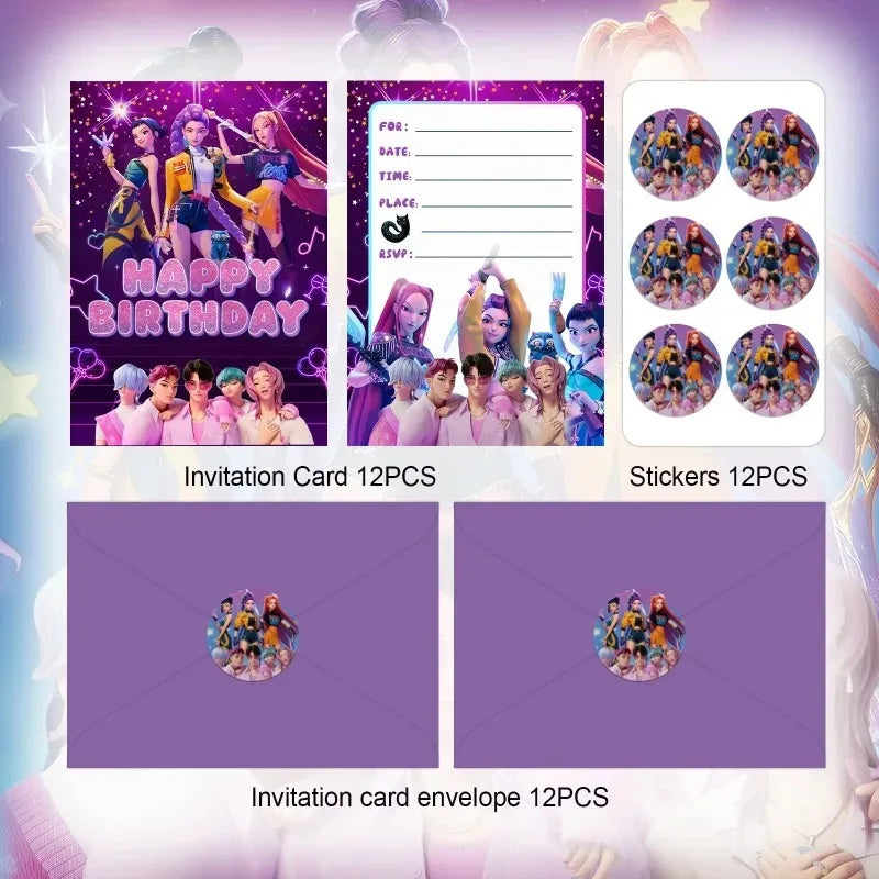 Set de Globos de Aluminio K-Pop para Grupo de Chicas, Números del 1 al 9 y Globos de Estrellas Púrpuras, Adornos para Pastel para Fiestas de Cumpleaños y Accesorios para Fotos