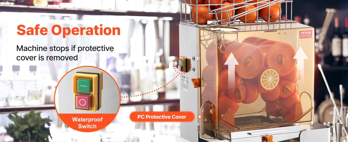 Exprimidor de Naranjas Comercial Automático de Acero Inoxidable con Caja de Filtro Extraíble ﻿