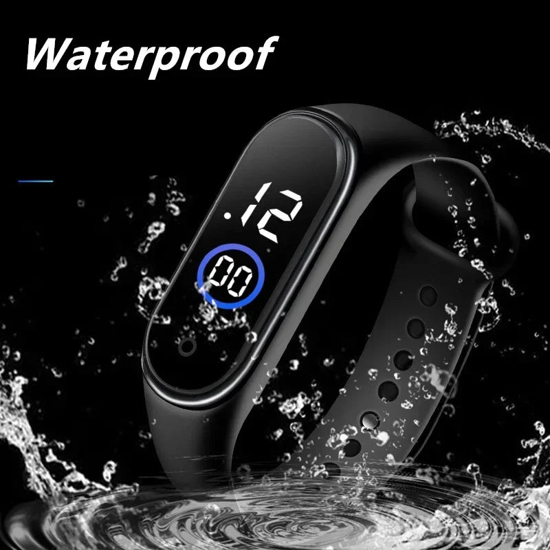 Reloj deportivo resistente al agua para niños, reloj Digital LED con pantalla táctil inteligente, correa de silicona de dos tonos, reloj para hombres y mujeres, reloj para estudiantes