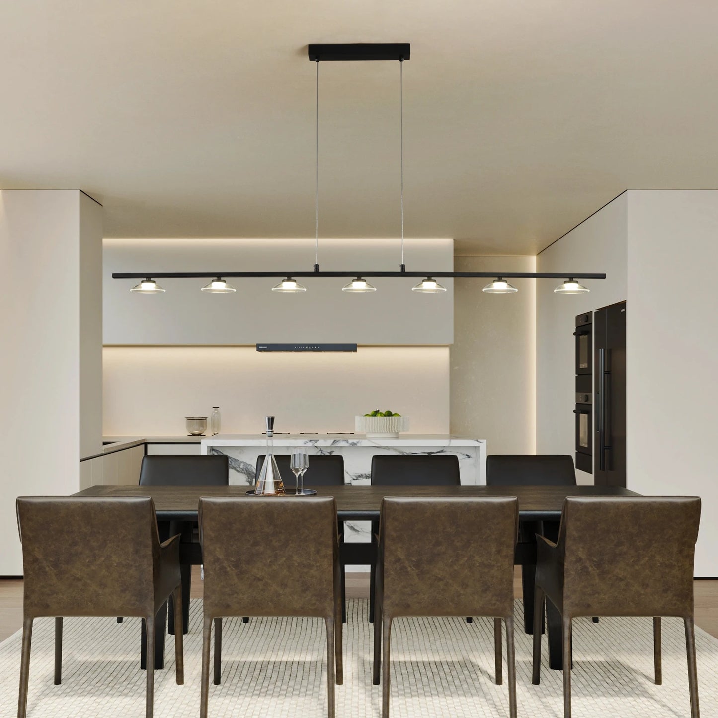 Iluminación Led moderna para sala de estar, candelabros de tira larga para mesa de comedor, iluminación de techo, sala de reuniones, lámparas de Bar y Café, lámpara interior
