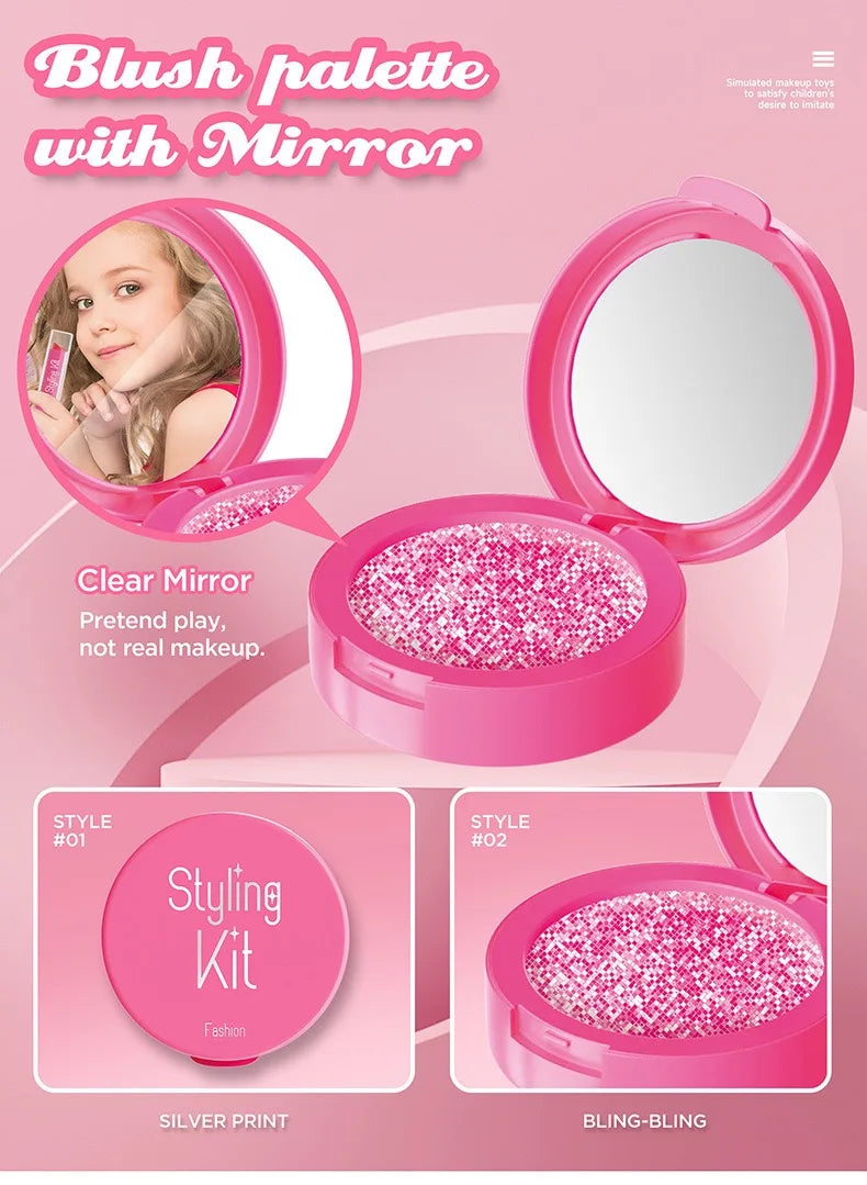 Set de Maquillaje de Juguete para Niñas: Manicura Falsa, Color de Labios, Sombra de Ojos, Cosméticos y Juguetes con Temática de Princesa (No se pueden lavar)
