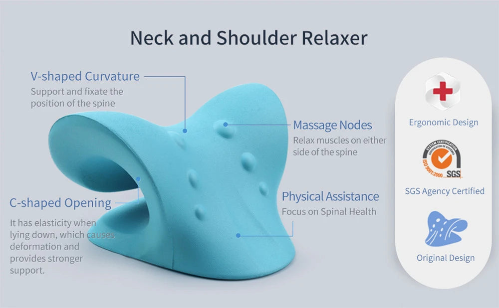 Camilla relajante para cuello y hombros, dispositivo de tracción quiropráctica Cervical, almohada de masaje para aliviar el dolor, alineación de la columna Cervical
