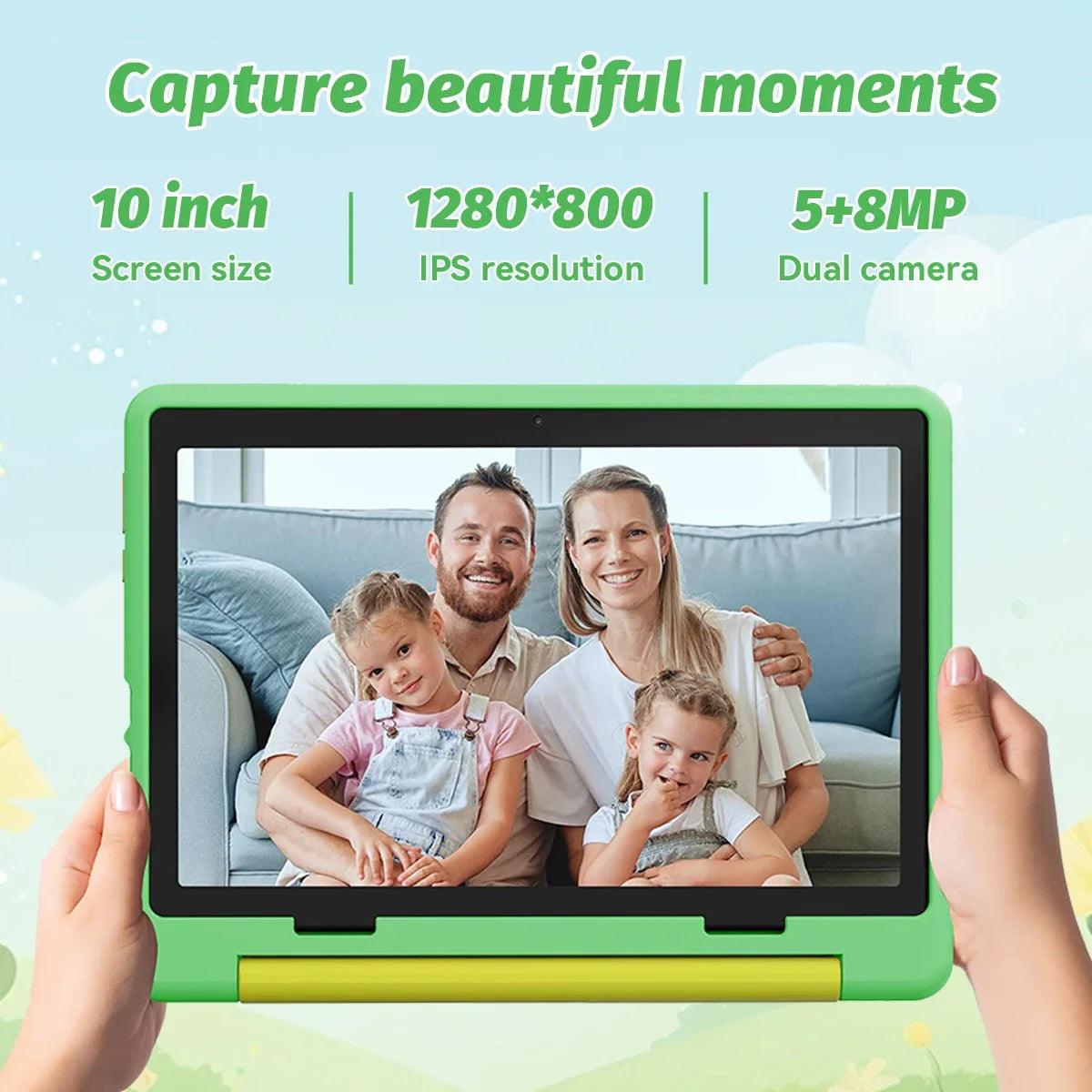Tablet Infantil de 10 Pulgadas, Android 15, 20GB de RAM, 64GB de ROM, Expandible a 128GB, 5000mAh, 8 Núcleos, WiFi, Bluetooth, Regalo para Niños, Software KIDOZ
