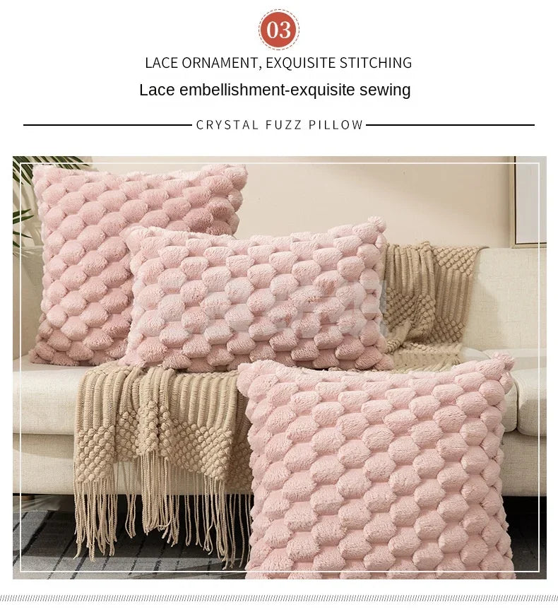 Funda de almohada tejida de terciopelo con copos de nieve, funda de almohada de Color sólido, funda de cojín de cintura suave y cómoda para sala de estar, sofá, decoración del hogar