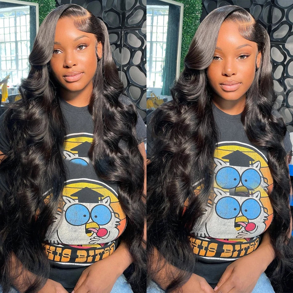 Neddie 250 densidad 13x6 HD transparente cuerpo onda encaje Frontal pelucas de cabello humano para mujeres brasileño 13x4 peluca con malla Frontal 30 40 pulgadas