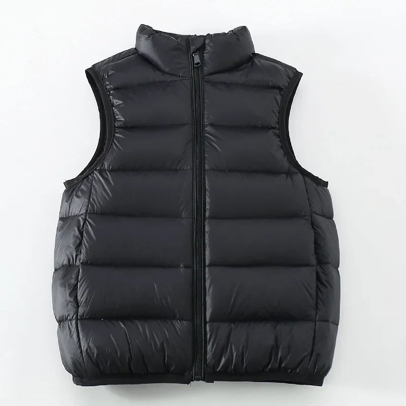 Top de invierno para niños y niñas, ropa ligera y delgada con hombros descubiertos y cuello levantado, chaqueta cálida de Color sólido